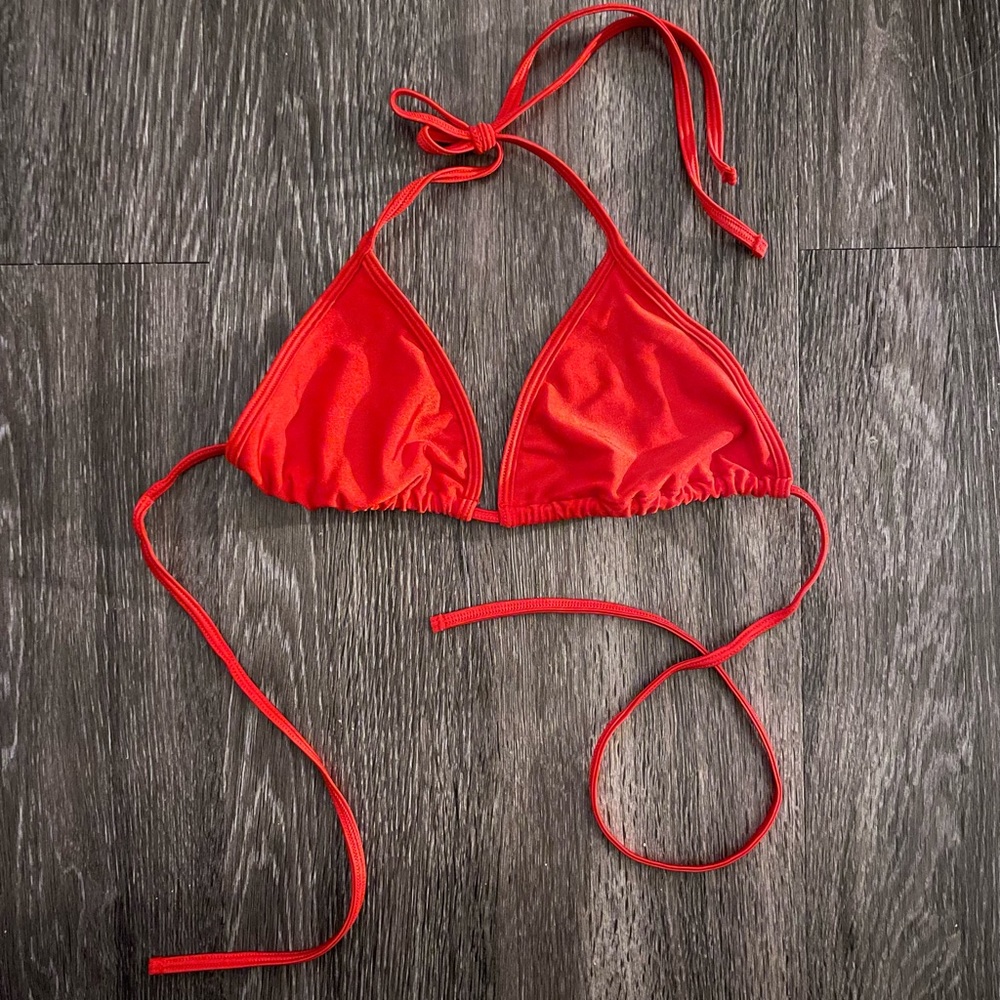 American Apparel Red Triangle String Bikini Top | Large